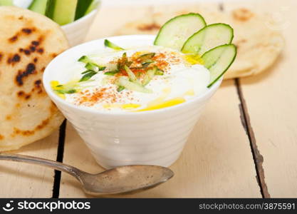 Arab middle east salatit laban wa kh?yar Khyar Bi Laban goat yogurt and cucumber salad