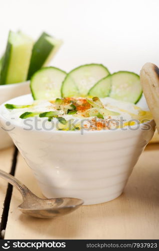 Arab middle east salatit laban wa kh?yar Khyar Bi Laban goat yogurt and cucumber salad