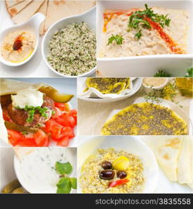 Arab middle eastern food collage collection on white frame