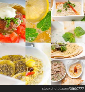 Arab middle eastern food collage collection on white frame