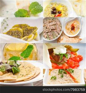 Arab middle eastern food collage collection on white frame