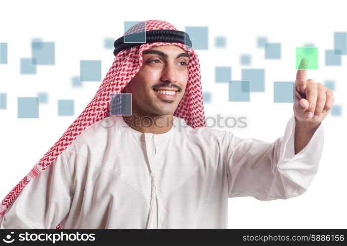 Arab pressing virtual buttons