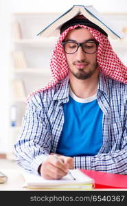 Arab student preparing for university exams