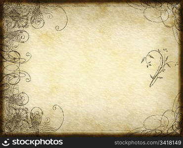 arabesque design. excellent swirling arabesque design printed on grungy paper background