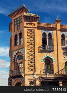 arabesque style buildings with highly decorated in Seville, Spain