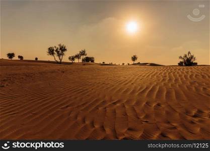 Arabian desert. Sunset in the Arabian desert