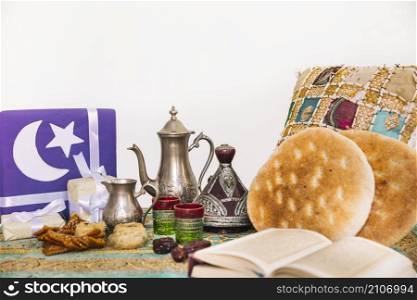 arabian food composition ramadan with bread