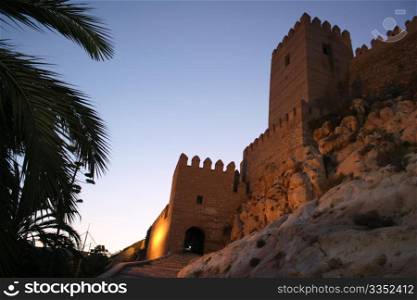 Arabic fortress of Almeria in the south-east coast of Spain.