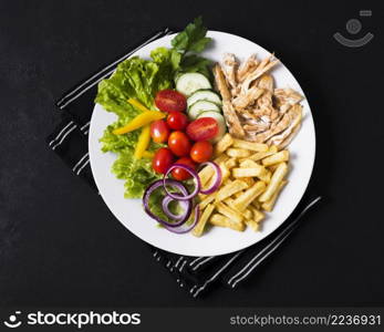 arabic kebab sandwich veggies with french fries