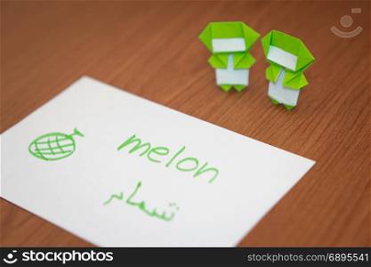 Arabic; Learning New Language with Fruits Name Flash Cards