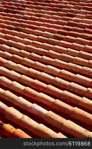 Arabic roof tiles pattern texture in Teruel of Spain