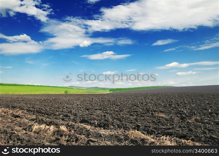 arable land and blue sky