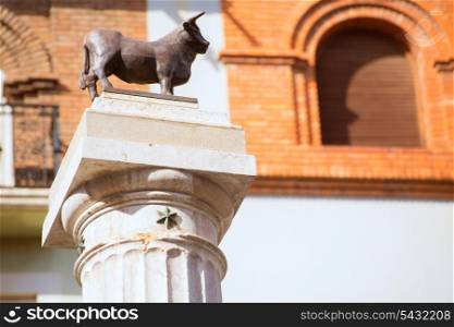 Aragon Teruel El Torico statue in Plaza Carlos Castel square at Spain