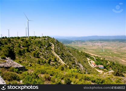 Aras de los Olmos valley with winmills in Valencia province Spain