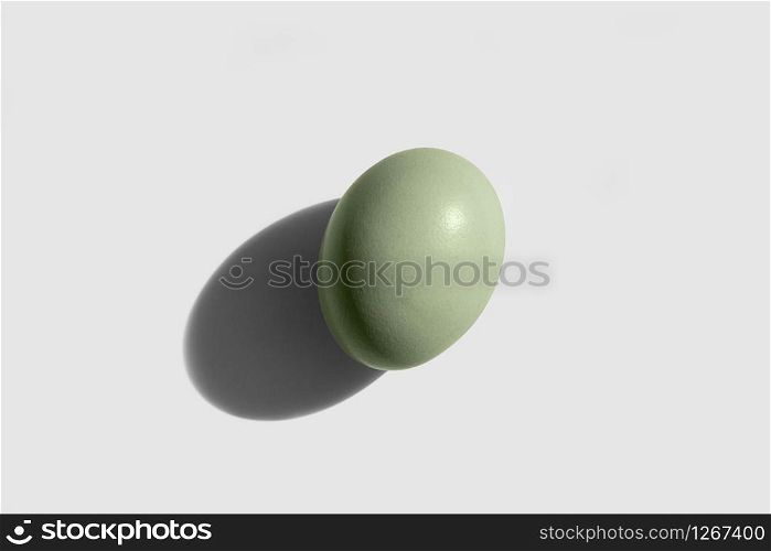 Araucana egg isolated on white background. Blue or green eggs from Araucana chicken