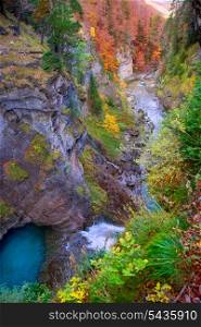 Arazas river waterfall in Ordesa valley Pyrenees Huesca Aragon Spain