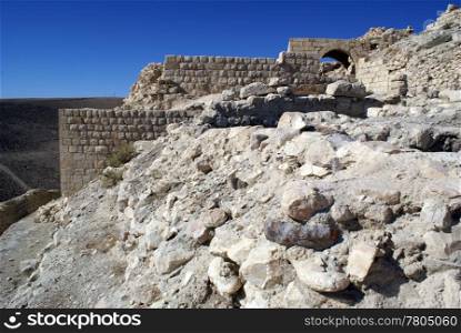 Arc and wall of castle Shobak in Jordan