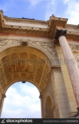 Arc de Triomphe du Carrousel outside of Louvre in Paris France, fragment