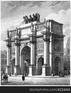 Arc de Triomphe du Carrousel, vintage engraved illustration. History of France ? 1885.