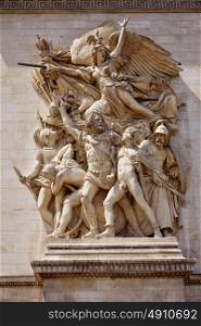 Arc de Triomphe in Paris Arch of Triumph detail at France