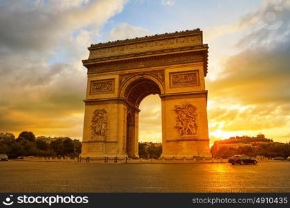 Arc de Triomphe in Paris Arch of Triumph sunset at France