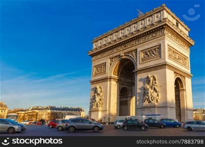Arc de triomphe or Arch of Triumph in Paris afternoon, France