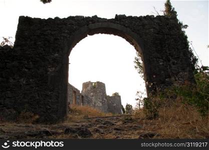 Arc gate and fortress Besac near Virpazar, Montenegro