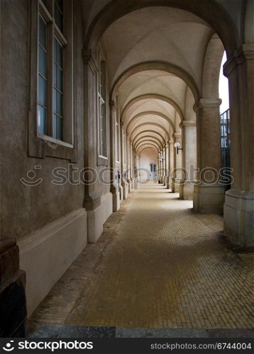 Arcade, Archway. Light colored arcade, archway with perspective feeling