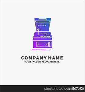 Arcade, console, game, machine, play Purple Business Logo Template. Place for Tagline.. Vector EPS10 Abstract Template background