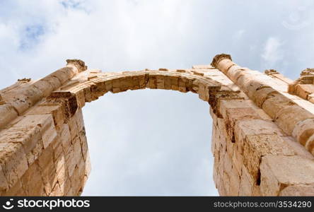 arch and column in antique city of Gerasa Jerash in Jordan