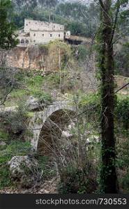 Arch bridge near St. Antoine monastery in Kadisha valley, Lebanon