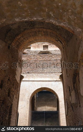 Arch inside the Coliseum in Rome, Italy