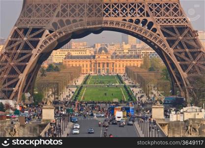 Arch of Eiffel Tower from Trocadero, Paris France