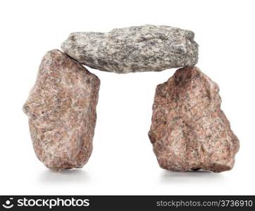 Arch of granite boulders isolated on white background