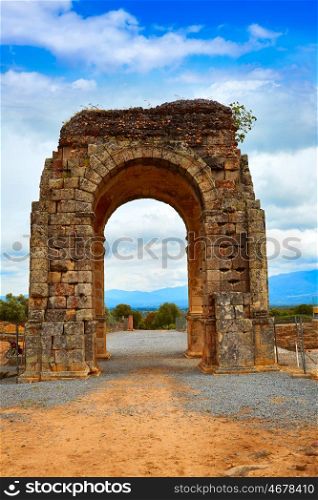 Arch roman of Caparra in Spain Extremadura by the Via de la Plata way