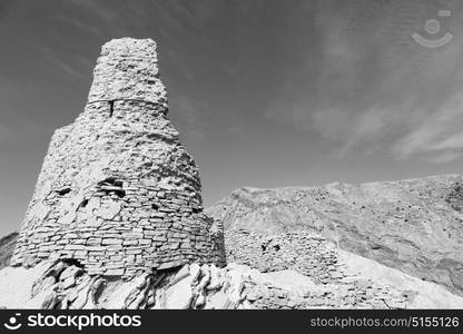 arch village house and cloudy sky in oman the old abandoned