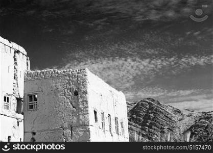 arch village house and cloudy sky in oman the old abandoned