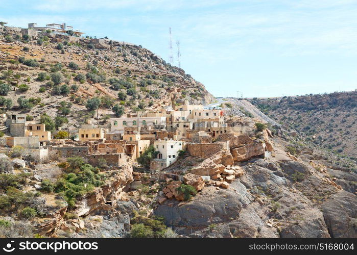 arch village house and cloudy sky in oman the old abandoned