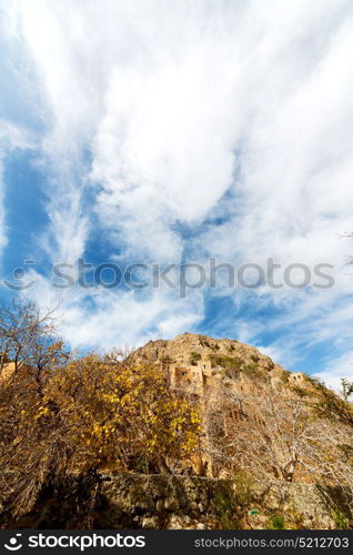 arch village house and cloudy sky in oman the old abandoned