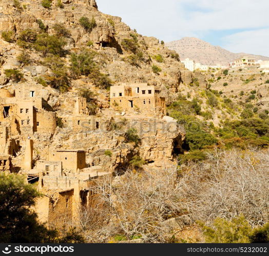 arch village house and cloudy sky in oman the old abandoned