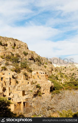 arch village house and cloudy sky in oman the old abandoned