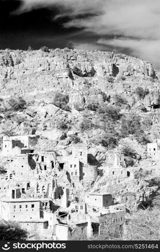 arch village house and cloudy sky in oman the old abandoned