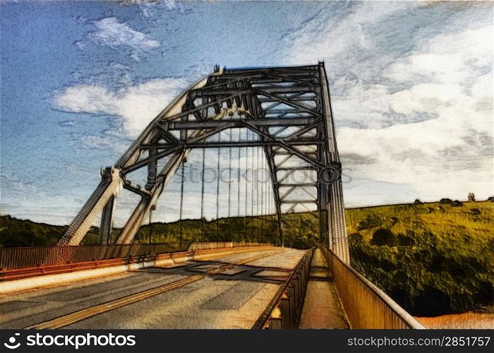 Arched Bow Bridge Over Mtamvuma River Painting