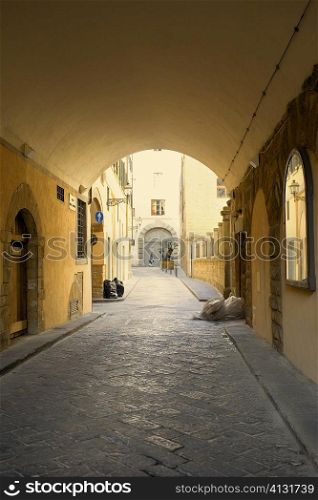 Arched corridor of a house, Florence, Italy