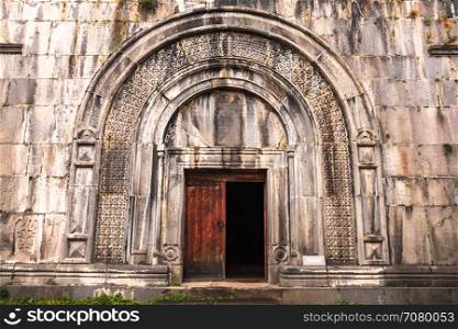 Arched doorway at the church of The Holy Sign of The Cross at Haghpat in Armenia