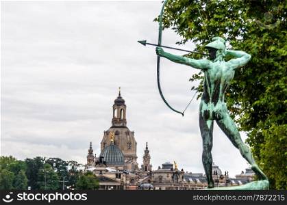 Archer. famous monument of the archer in Dresden