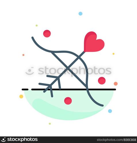 Archery, Love, Marriage, Wedding Abstract Flat Color Icon Template