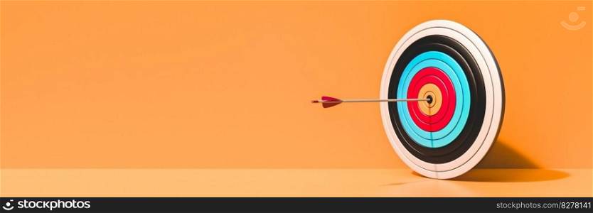 Archery target 3D rendering illustration isolated on yellow background. Archery target 3D