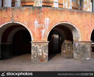 arches in old destroyed building