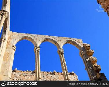Arches stone structure of ancient Monastery in Spain